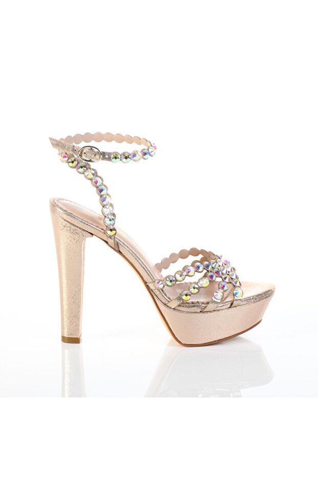 Kadın Platformlu Taşlı Şık Abiye Ayakkabı - 1
