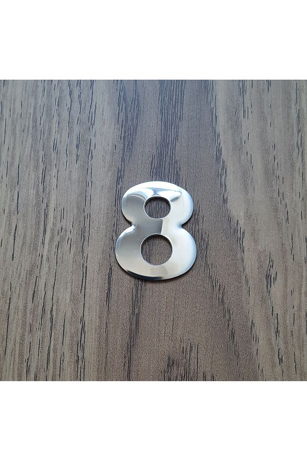 4.2 Cm Metal Krom Kendinden Yapışkanlı Kapı Numarası No8 - 1