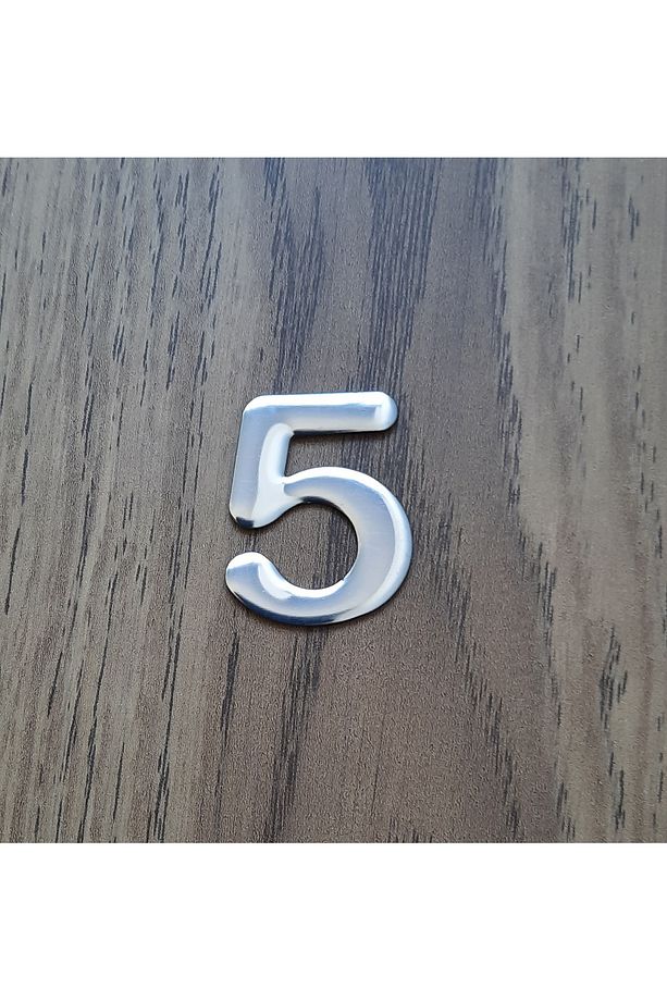4.2 cm Metal Krom Kendinden Yapışkanlı Kapı Numarası No5 - 1