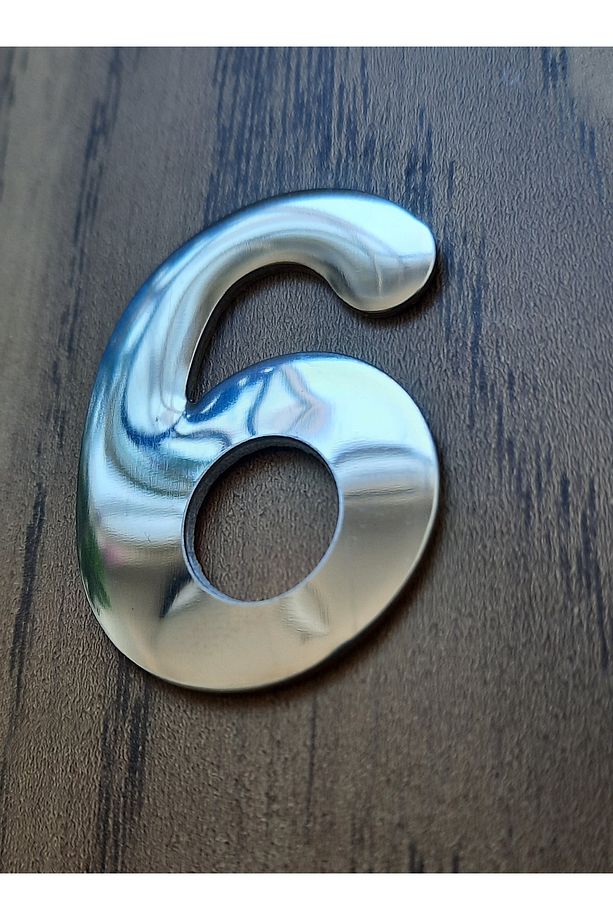 Metal Krom Kendinden Yapışkanlı Kapı Numarası No6 4.2 cm - 2