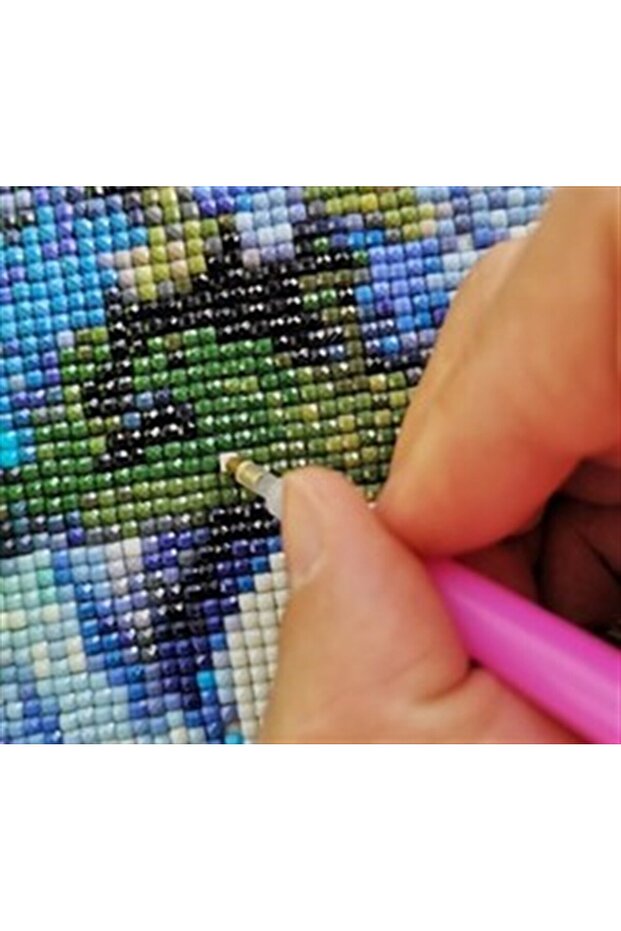 Pembe Güzel Çiçekler Marcel Sanat Elmas Mozaik Tablo 41x53cm - 6