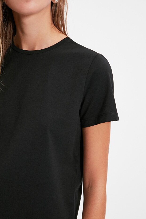 Çok Renkli %100 Pamuk Süprem Bisiklet Yaka 2'li Paket Örme T-Shirt TWOSS20TS0141 - 5