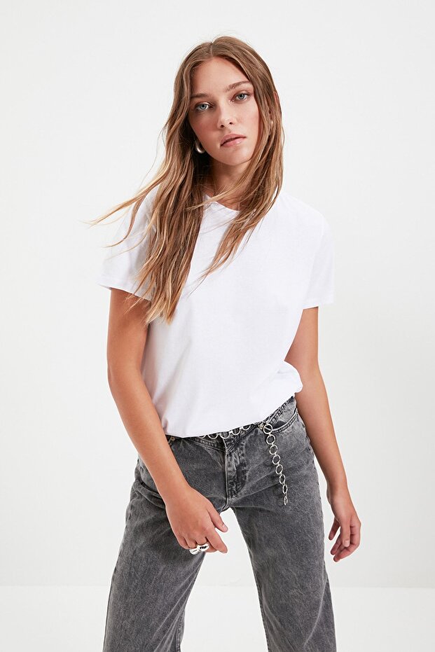 Çok Renkli %100 Pamuk Süprem Bisiklet Yaka 2'li Paket Örme T-Shirt TWOSS20TS0141 - 8