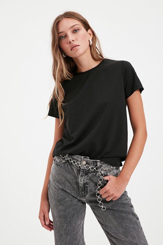 Çok Renkli %100 Pamuk Süprem Bisiklet Yaka 2'li Paket Örme T-Shirt TWOSS20TS0141 - 4