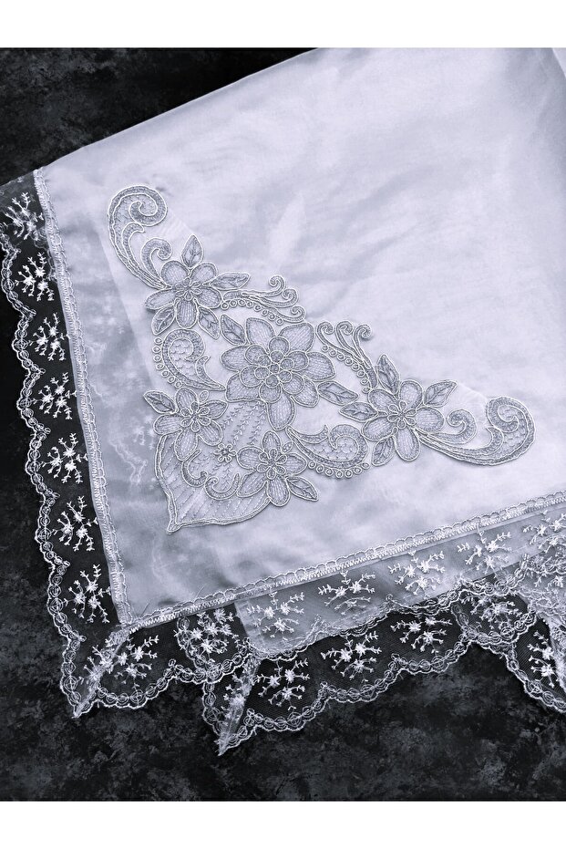 Incili Embroidered Bridal Bag - Gray Color