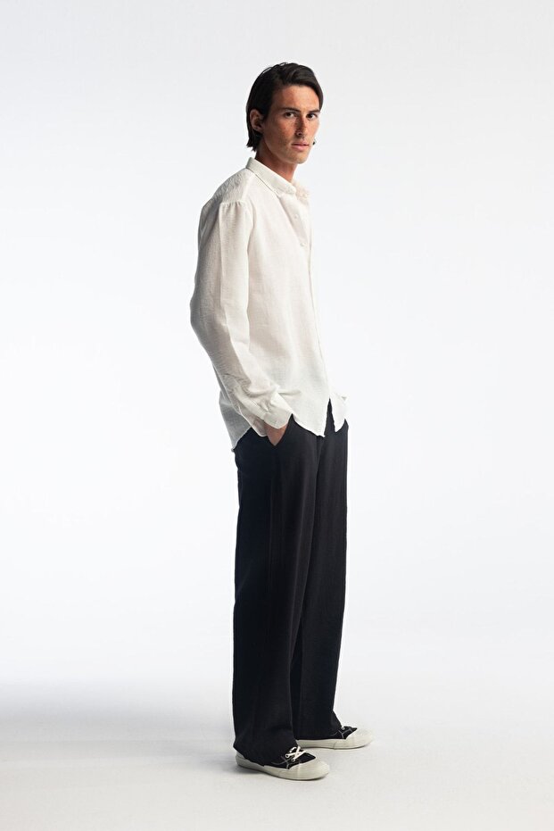 Oversize Dökümlü Erkek Gömlek - 3