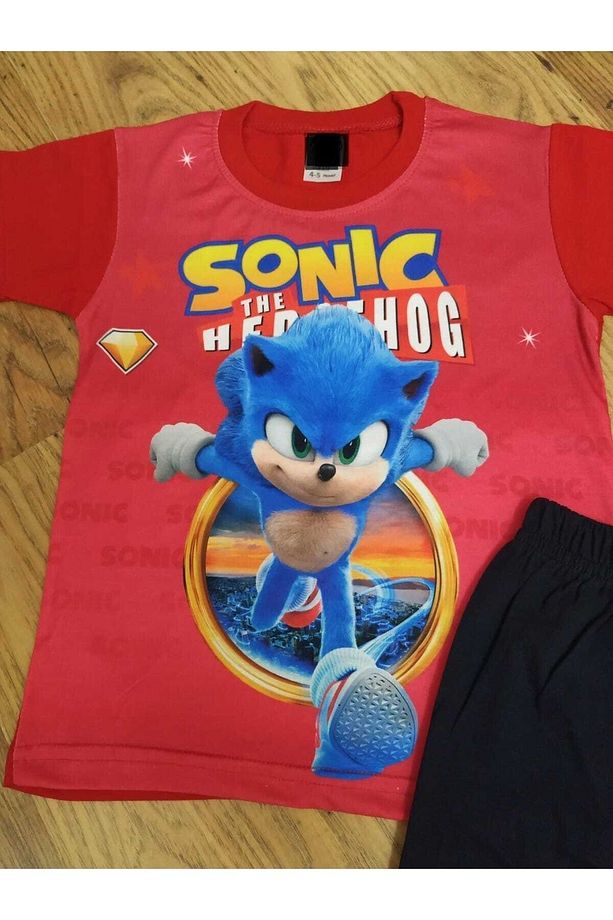 Erkek Çocuk (3-8 Yaş)kirpi Sonic Digital Baskılı Şort/tshirt Takım - 3