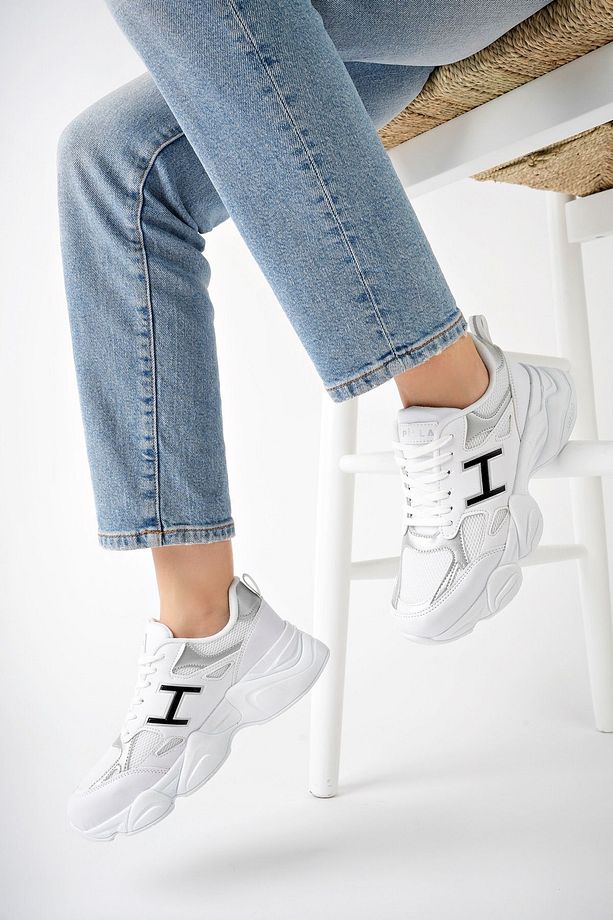 Gümüş Kadın Sneaker Yüksek Taban Ayakkabı - 3