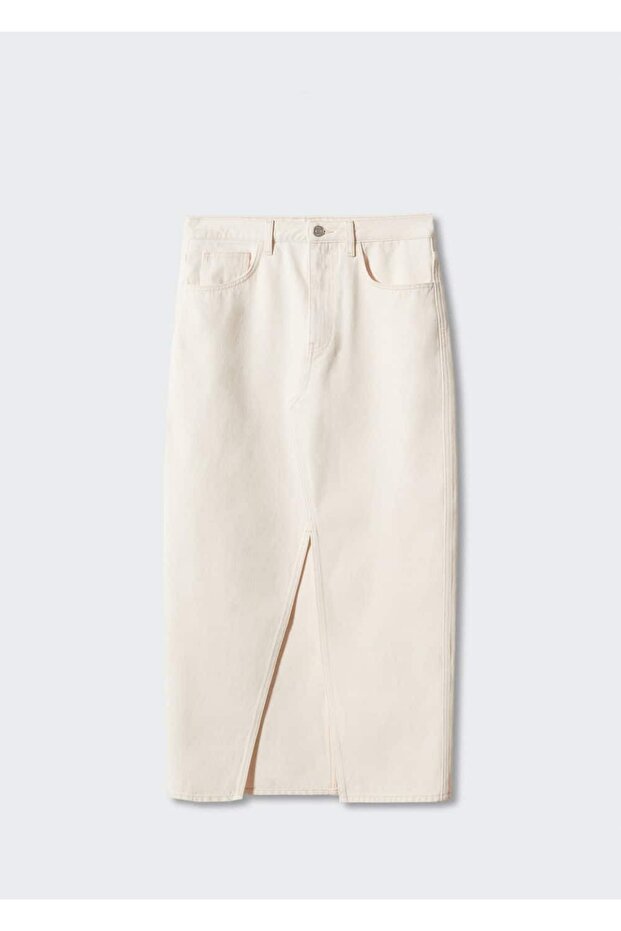 Yırtmaçlı denim etek - 3