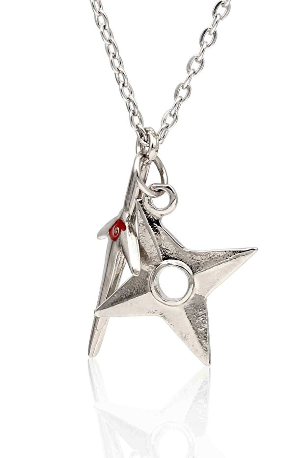 Naruto Kunai and Shuriken Combination - Silver Minato Necklace with Classic Chain