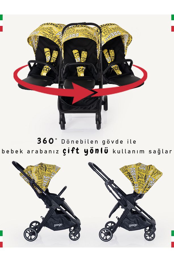 Axis 360 Derece Dönebilen Oturma Üniteli Çift Yönlü Bebek Arabası - 3