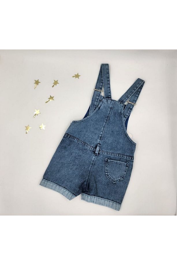 %100 Pamuk Denim Minnie Mouse Baskılı Kız  Çocuk Kot Şort Salopet Kız Çocuk Kot Slopet - 3