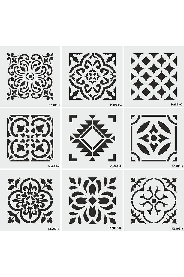 Stencil Tasarım, KA093, 10x10cm Fayans Boyama Deseni,Stencil, Şablon - 2