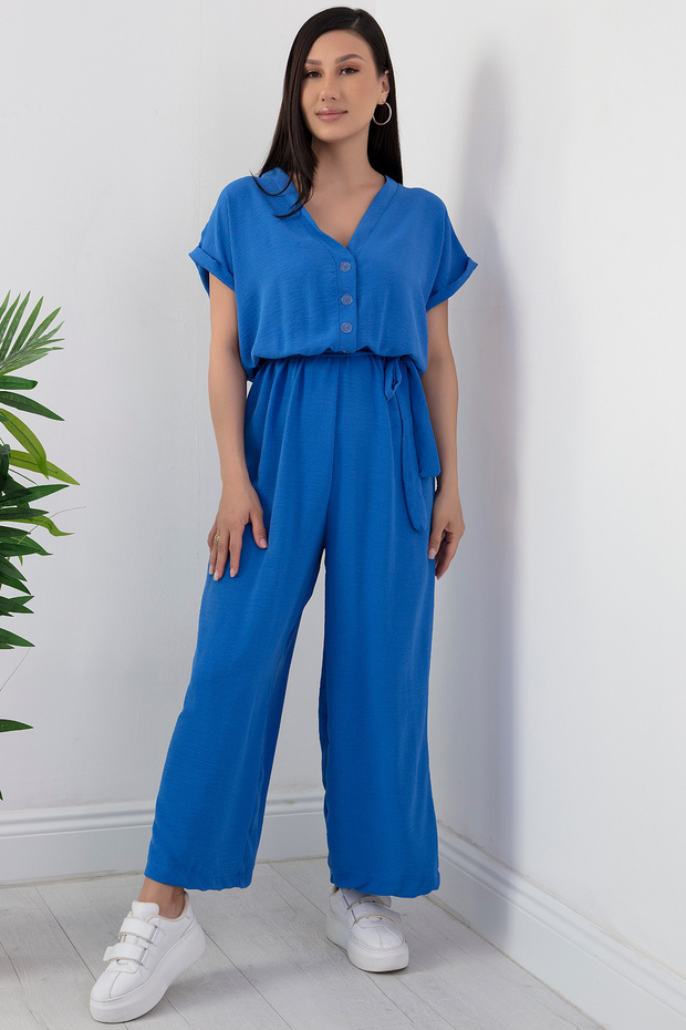 Bol Paça Düğmeli Tulum 861-2893 - 7