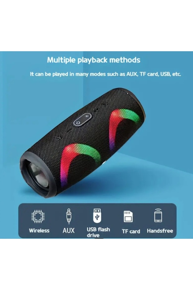 CHARGE5 BLUETOOTH SPEAKER ŞARJLI TAŞINABİLİR KABLOSUZ HOPARLÖR SD KART USB AUX FM RADYO - 8
