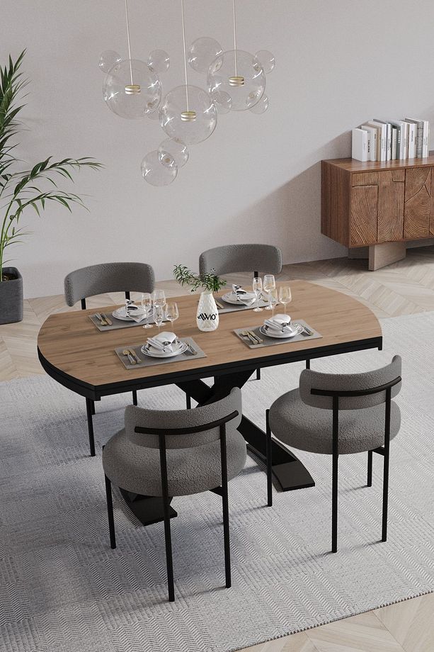 Pıero Lak Panel 80x130 Açılır Yemek Masası Mutfak Masası 4 Kişilik Masa Sandalye Takımı - 1