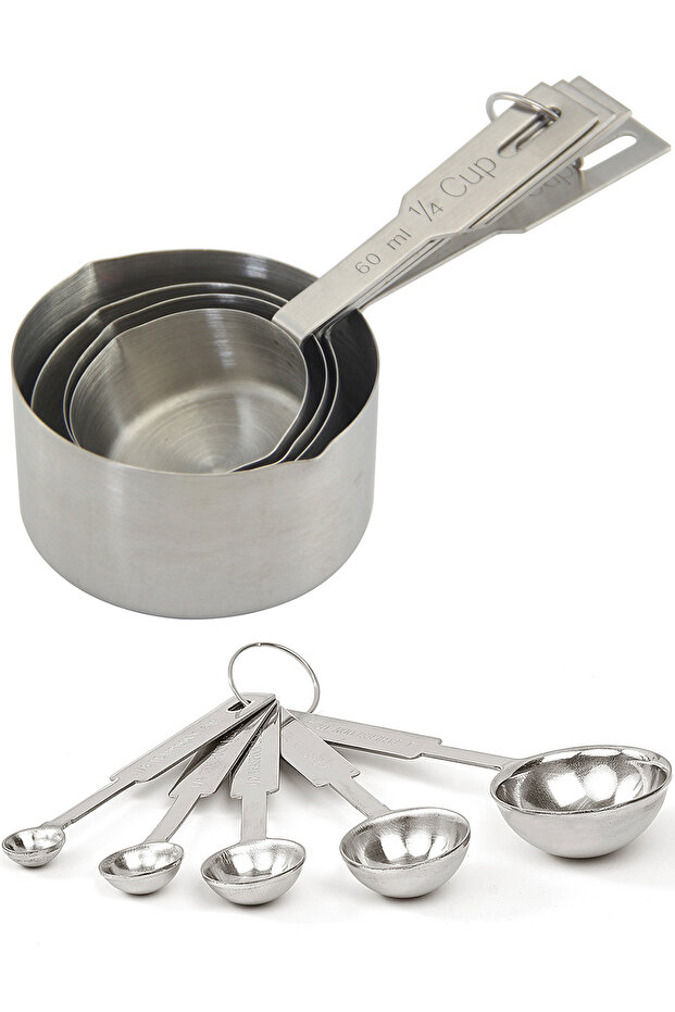 Steel Measuring Spoon + Measuring Cup Set of 2
