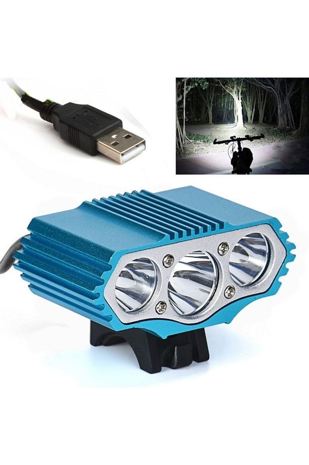 12.000 Lümen 3x Xm-l T6 Led Bisiklet Farı Usb Siyah/ Mavi Renkler Kırmızı Far - 2