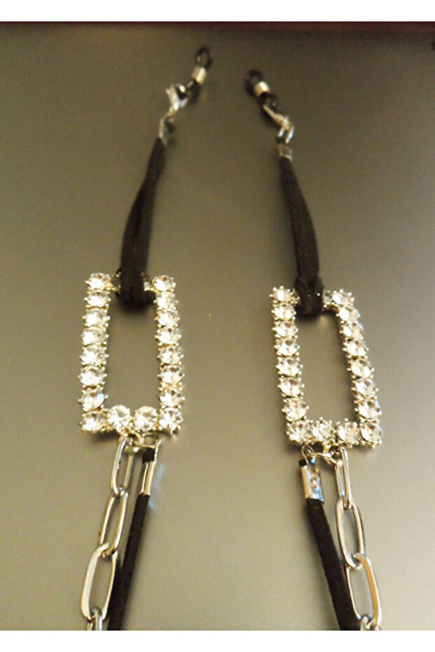 GLASSES CHAIN WITH ZIRCON STONES, NICKEL