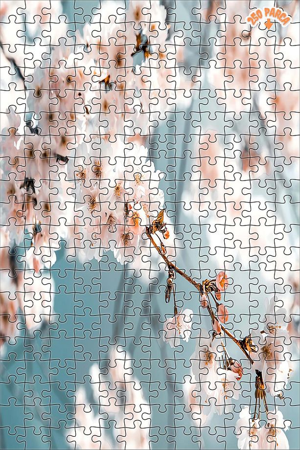 Çiçek Açan Şeftali Çiçekleri Çift Katlı Çerçeveli Asılabilir Ahşap Puzzle 1000 PARÇA 50X70 - 6