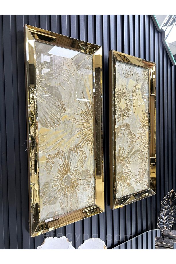 YONCA-GOLD AYNA TABLO SETİ-30x70cm (30x70 x 2 adet tablo) - 4