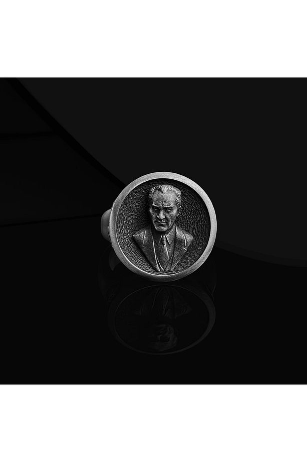 925 Ayar ATATURK Yuvarlak Yüzük - 3