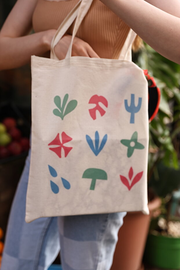 Raindrop Printed Canvas Patterned Shoulder Bag - 1