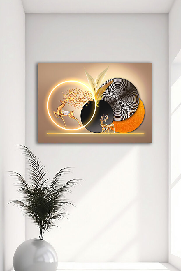 Golden Deers Canvas Print, Gold Detailed Canvas Print, Canvas