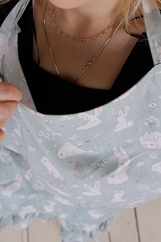 غطاء للرضاعة متعدد الأغراض على شكل أرنب عضوي مكشكش - 3