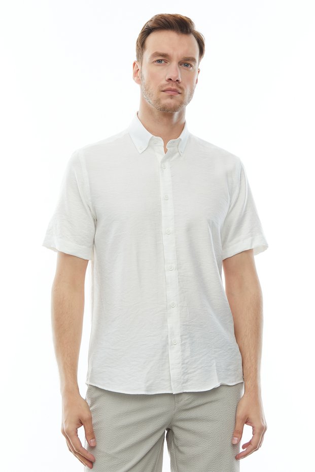 Men's Slim Fit Short Sleeve Shirt - KSD4543
