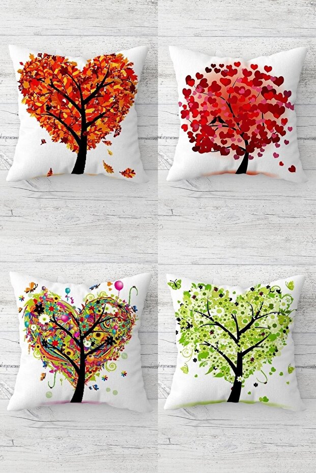 Tree of Life Patterned - Hidden Zippered Throw Pillow Sofa Pillow Set (4pcs) - 1