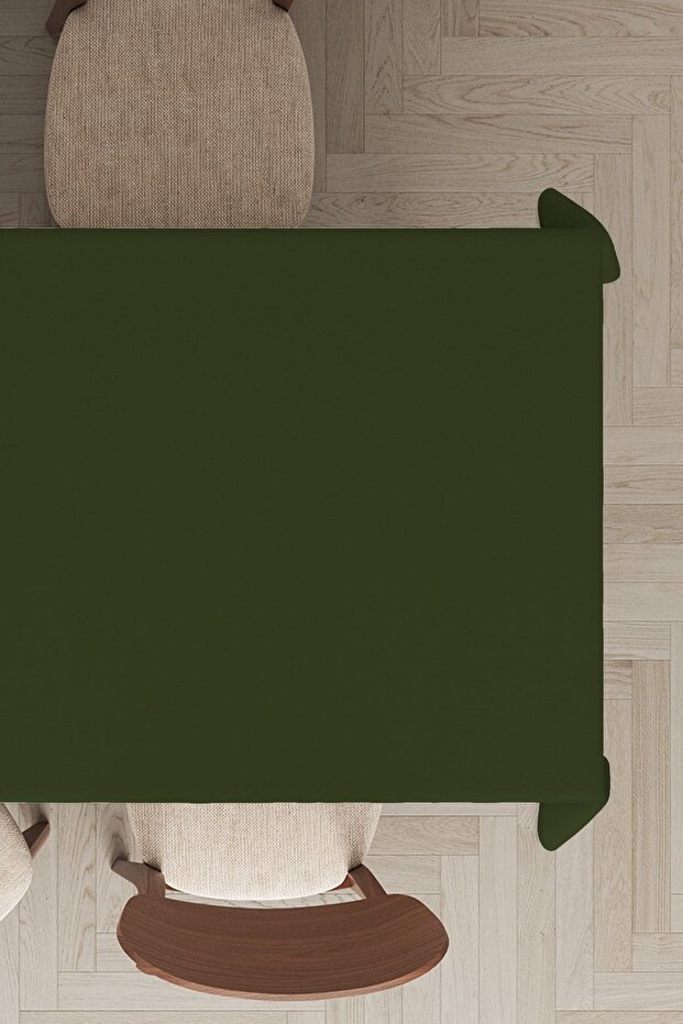 Khaki Premium Thai Feather Velvet Stain Resistant Washable Woven Fabric Tablecloth Mso024