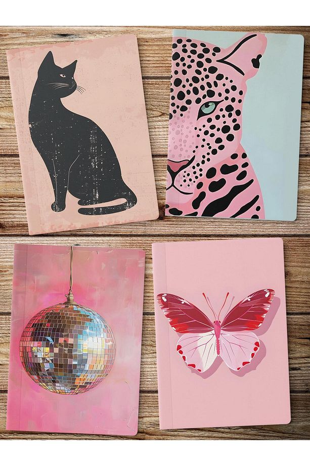 Çizgisiz Defter, Renkli Kapak Notebook 4 Adet, Akıl Defteri, Not Defteri, 64 Sayfa 14*21cm - 1