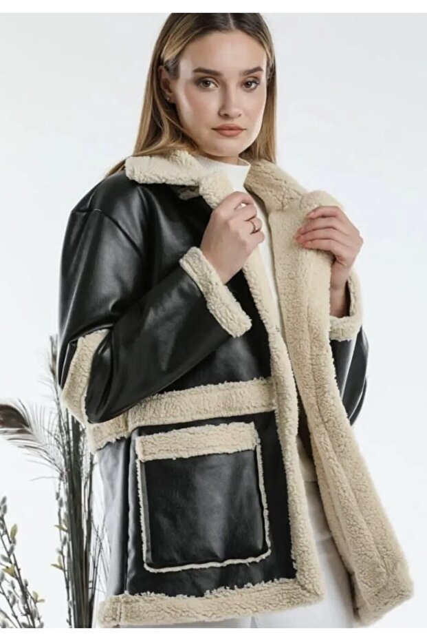 Women's Furry Faux Leather Coat