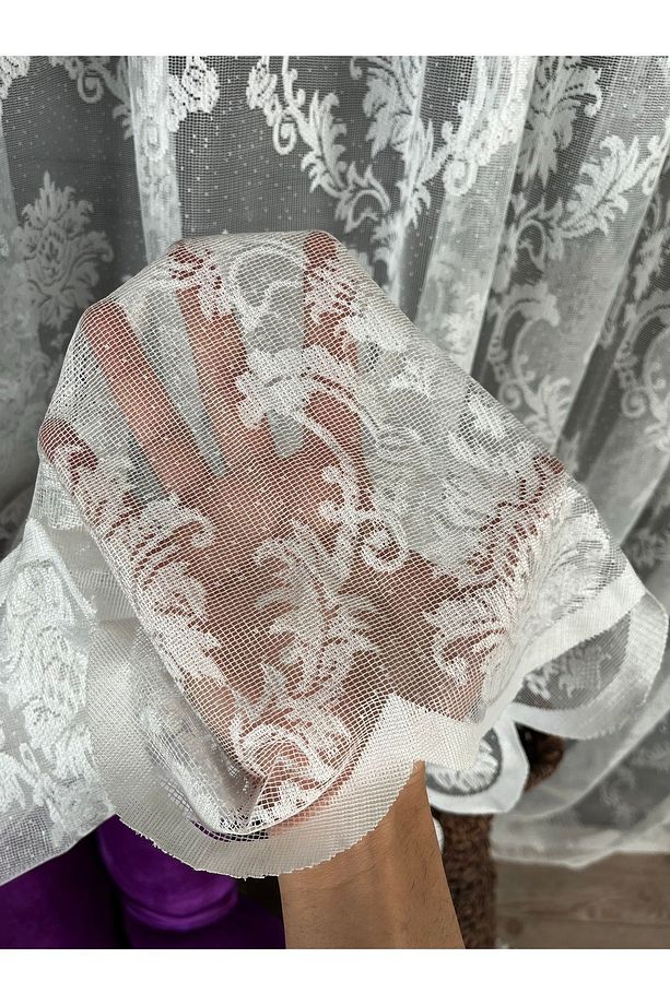 Damask Kullanıma Hazır Ekstraforlu Pilesiz Düz Dikim Tül Perde Tek Kanat - 8