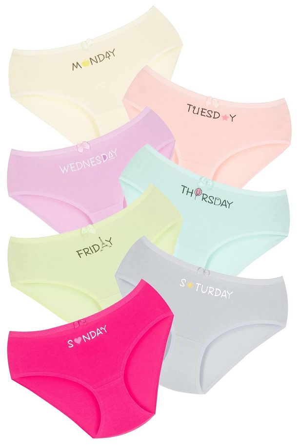 007 Kız Çoçuk Mix Color 7'li Paket Baskılı Külot V2 - 4