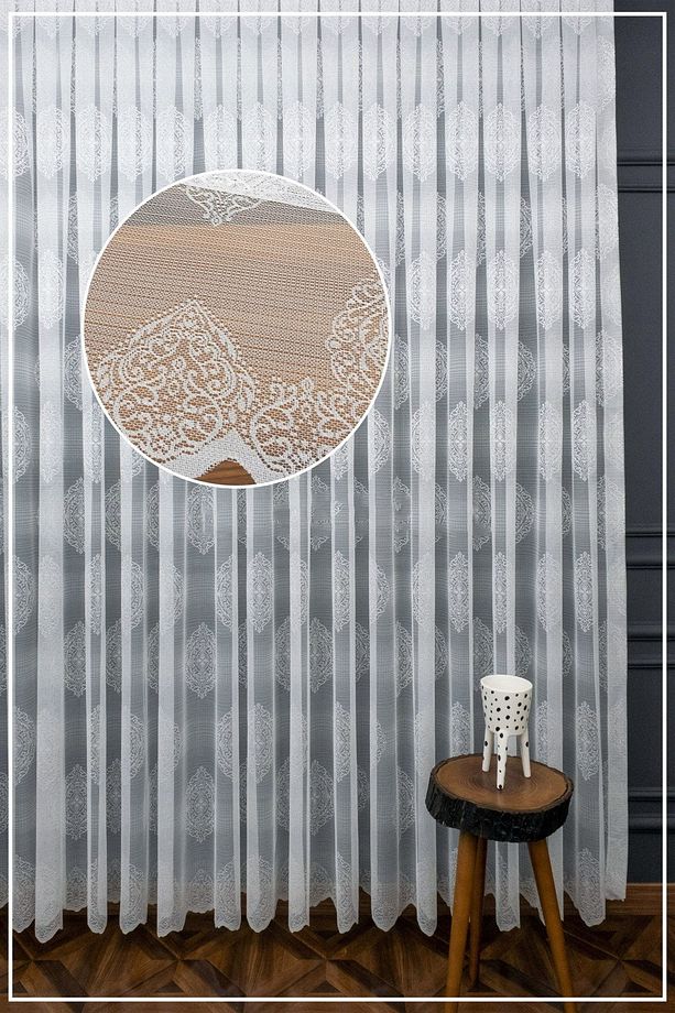 Taç Damask Kullanıma Hazır Sık Pile Tül Perde Tek Kanat - 1