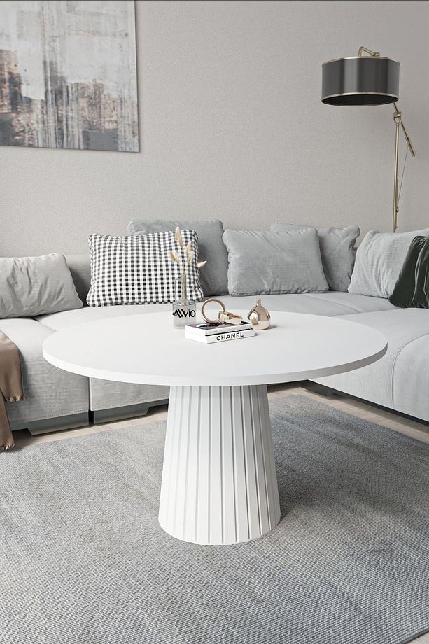 Woven Lake MDF AYAK  Modern Yuvarlak Orta Sehpa 70 CM - 3