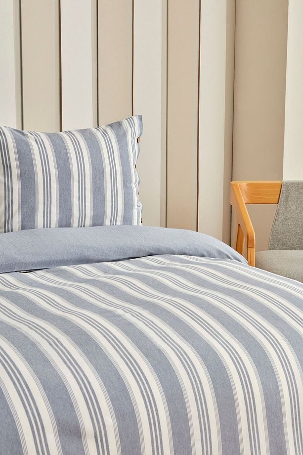 Rosery Tek Kişilik İpliği Boyalı Nevresim Takımı Mavi - 5