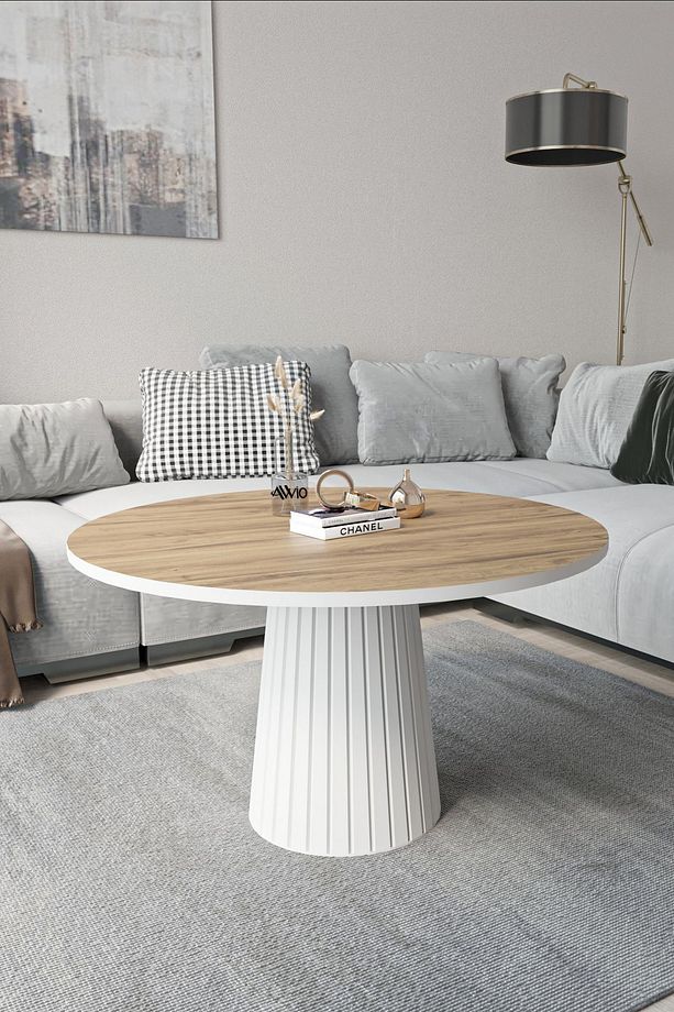 Woven Lake MDF AYAK  Modern Yuvarlak Orta Sehpa 70 CM - 3