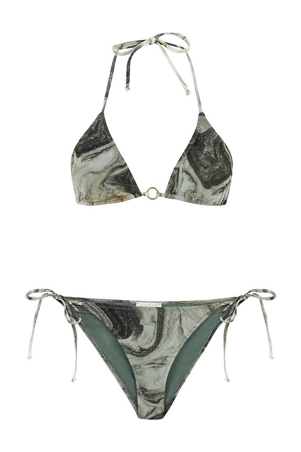 Desenli Simli Tül Üçgen Bikini Takım - 3