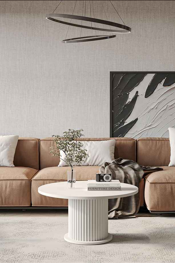 Woven Lake MDF AYAK  Modern Yuvarlak Orta Sehpa 70 CM - 2