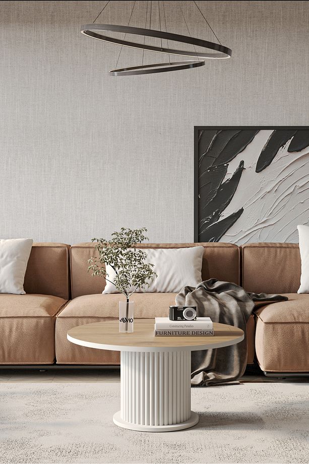 Woven Lake MDF AYAK  Modern Yuvarlak Orta Sehpa 70 CM - 2