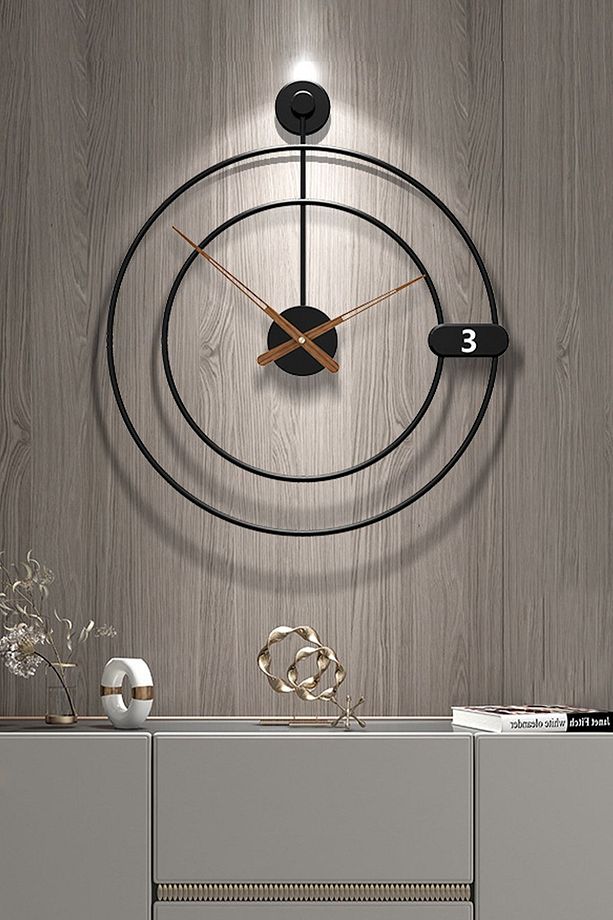 Sirius During 60 Cm Siyah Modern Dekoratif Duvar Saati - 1