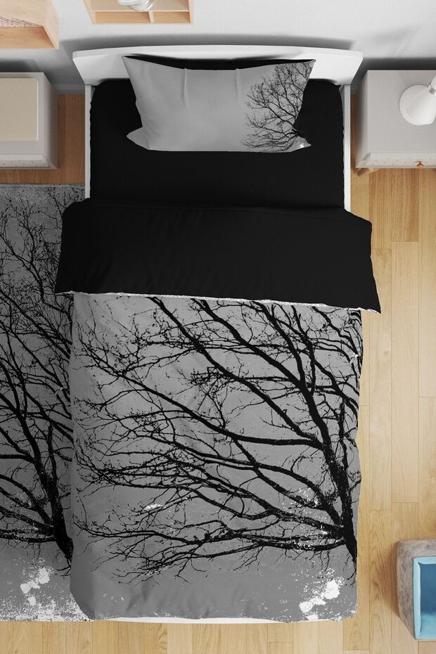 Black Tree Patterned Single Baby Kids Bedding Set