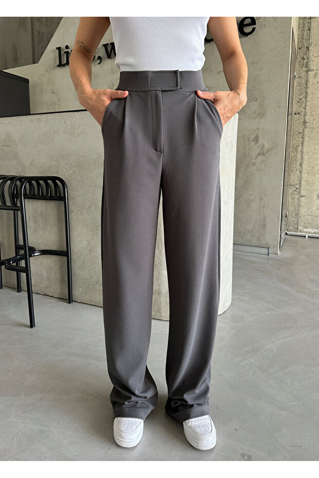 Parla Women's Lycra Velcro Closure Anthracite Palazzo Pants