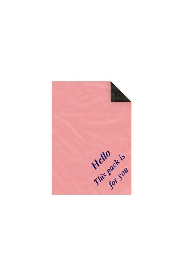 Cepsiz Renkli Kargo Poşeti - 25x30 Cm - Gül - 100 Adet - 'hello This Pack Is For You' Baskılı - 1