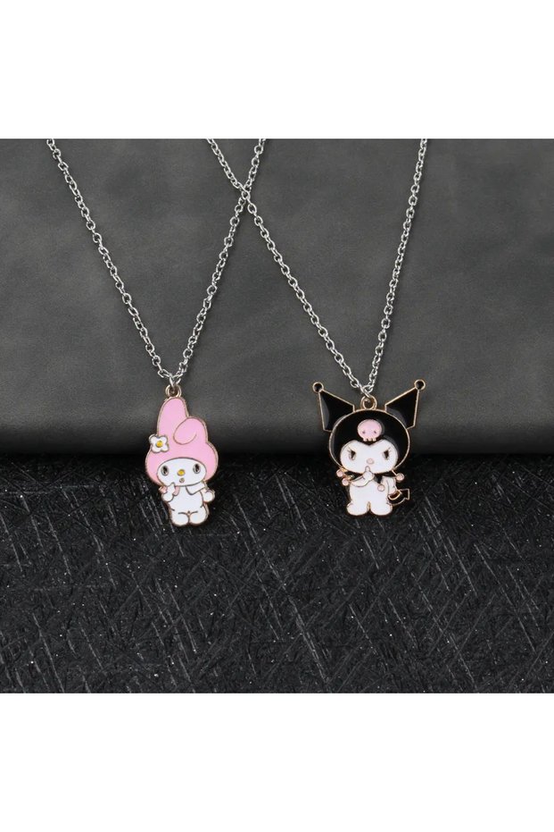 2 Pieces My Melody And Kuromi Best Friends Double Necklace Bff Friendship Necklace
