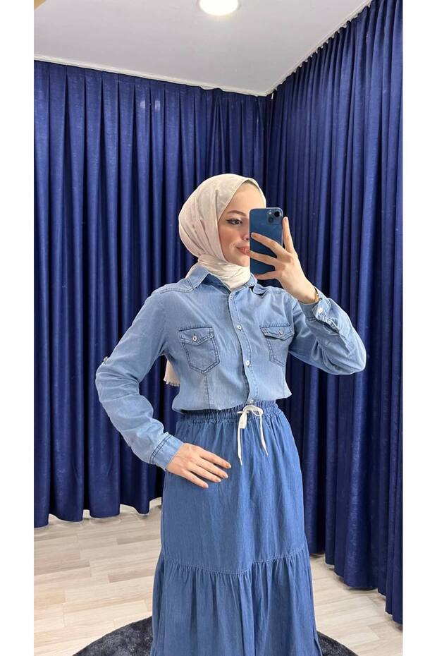 Kadın kot gömlek - 7