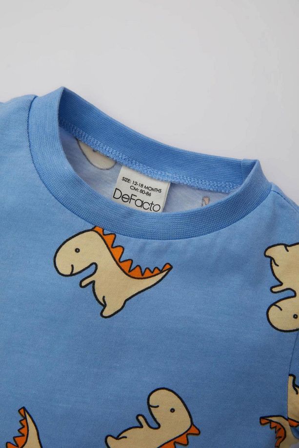 Erkek Bebek Pijama Takımı Dinazor Baskılı Penye Kısa Kollu Üst Şort C1997a524hs - 3